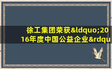 半岛游戏pg电子网站官网-徐工集团荣获“2016年度中国公益企业”大奖