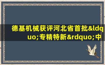 半岛游戏pg电子网站官网-德基机械获评河北省首批“专精特新”中小企业